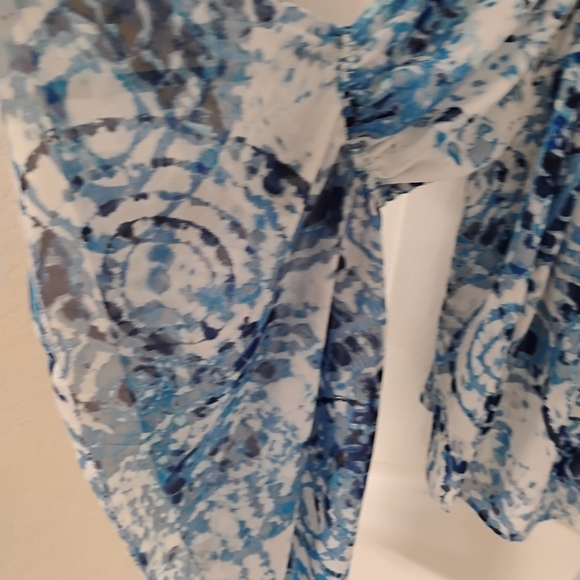 Blue Tie-Dye Off-Shoulder Women's Top - Picture 4 of 4